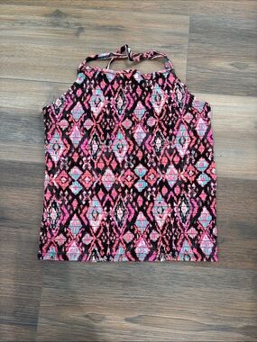 Justice Pink Patterned Halter Tank Top sz 10